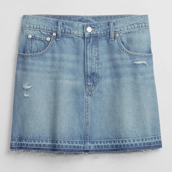 Gap Factory Denim Washwell Mini Skirt Light Wash - Picture 3 of 11